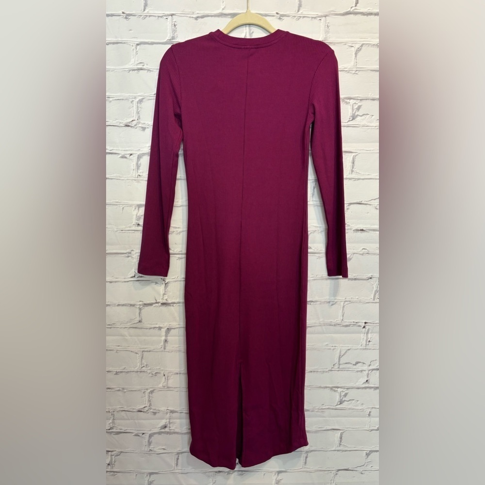 TEREZ Long Sleeve Rib Dress in Black Raspberry - Picture 6 of 9